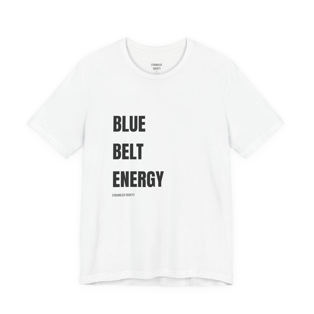 Blue Belt Energy Tee, Minimalist White Jiu Jitsu T-Shirt