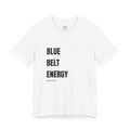 Blue Belt Energy Tee, Minimalist White Jiu Jitsu T-Shirt