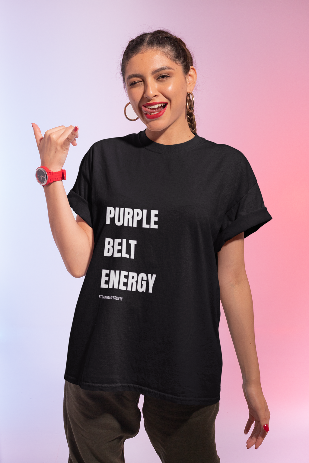 Purple Belt Energy T-Shirt, Minimalist BJJ Black T-shirt