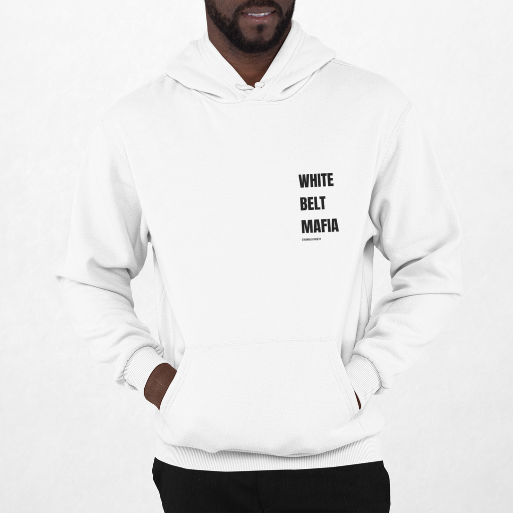 White Belt Mafia Hoodie, Premium Crewneck White Hoodie