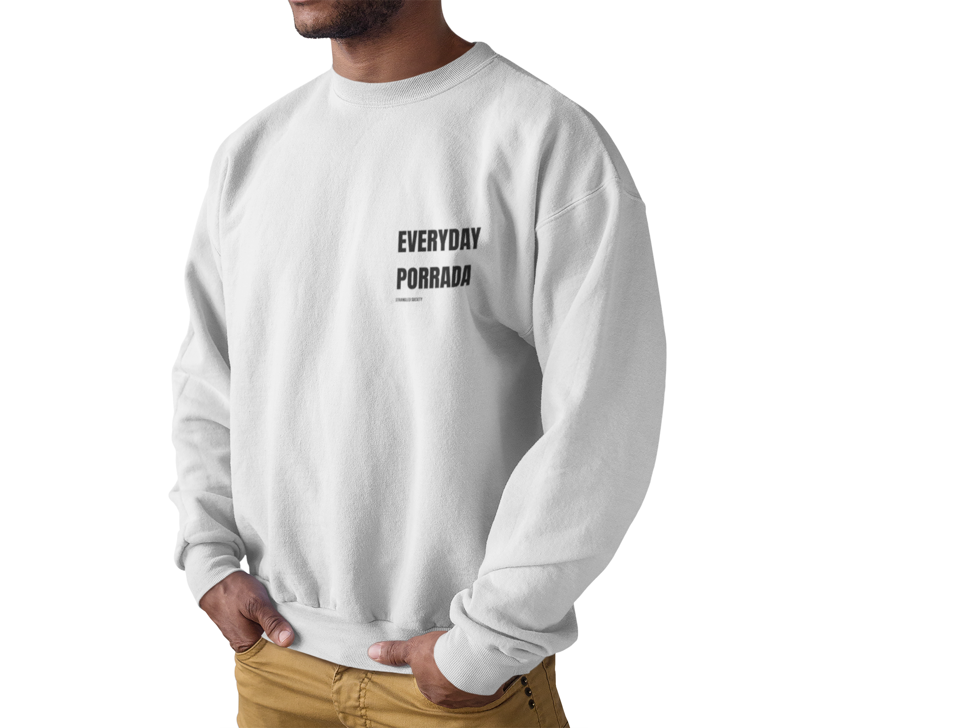Everyday Porrada, Minimal White Crewneck Sweatshirt