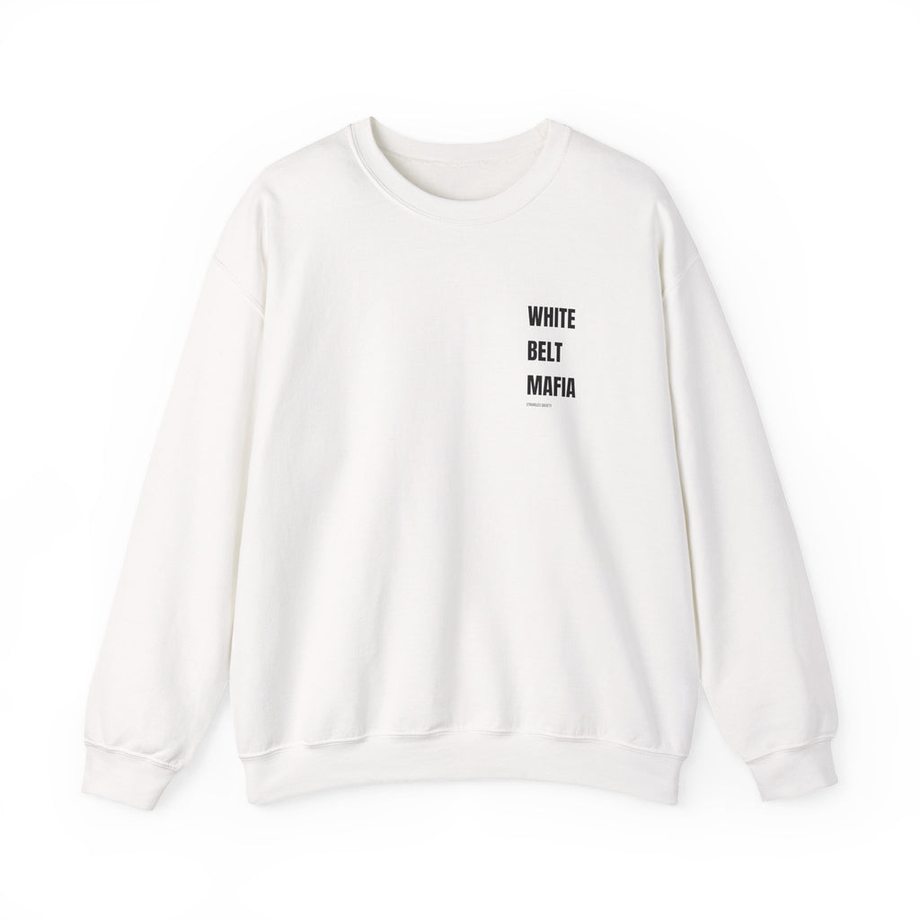 White Belt Mafia, BJJ White Crewneck Sweatshirt