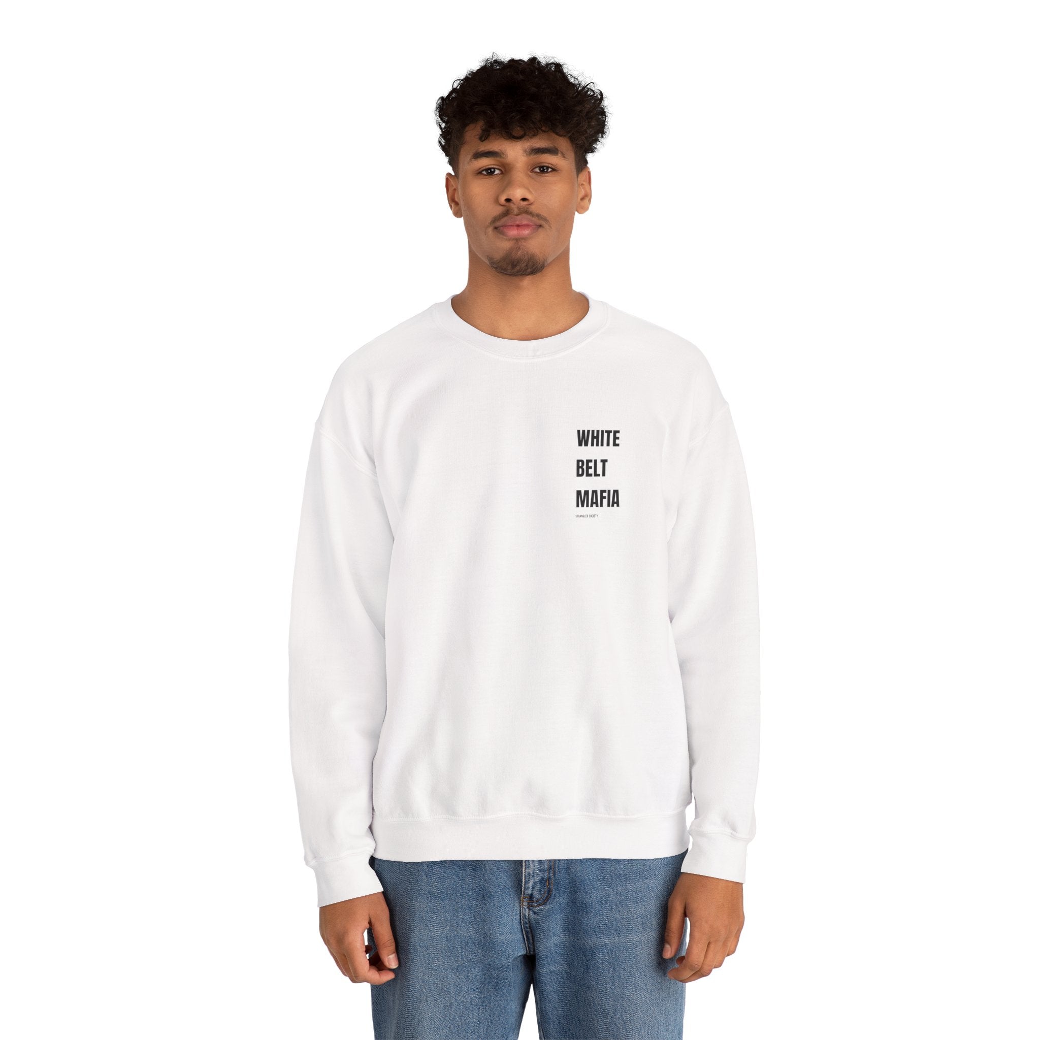 White Belt Mafia, BJJ White Crewneck Sweatshirt