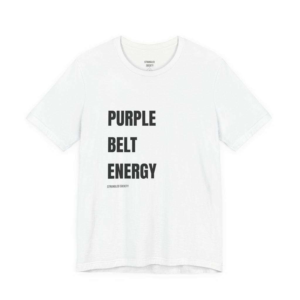 Purple Belt Energy Tee, Minimalist BJJ White T-shirt